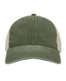 The Game Hats GB460 Pigment-Dyed Trucker Cap in Light olive green/ stone
