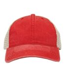 The Game Hats GB460 Pigment-Dyed Trucker Cap in Red/ stone
