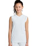Sport Tek YST441 Sport-Tek Youth Club Sleeveless V in Wht/wht