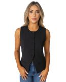 Stilo Apparel FS30666 KNIT CREPE FITTED VEST FEAT  in Black