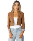 Stilo Apparel FS27396BS GEBERDINE CROP BLAZER in Brown sugar