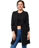 Stilo Apparel FS24542 Classic Long Blazer Roushed  in Black