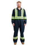 Berne Apparel HVC250 Safety Striped Unlined Covera in Navy