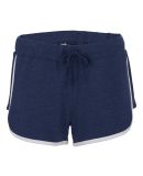 Boxercraft BW6402 Women's French Terry Shorts in Navy heather/ white