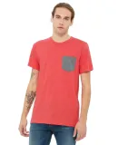 BELLA+CANVAS 3021 Unisex Cotton Pocket Tee in Hthr red/ dp hth