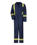 Bulwark CECT Men's Classic Coverall with Reflectiv in Navy/ yellow trim