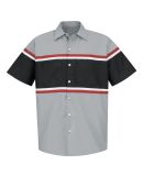 Red Kap SP24GM Men's Technician Shirt in Grey/ black/ red