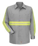 Red Kap SC30E Men's Enhanced Visibility Long Sleev in Grey