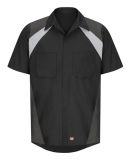 Red Kap SY28 Men's Tri-Color Short Sleeve Shop Shi in Black/ light grey/ charcoal