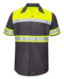 Red Kap SY80 Men's Hi-Visibility Colorblock Ripsto in Fluorescent yellow/ charcoal
