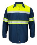 Red Kap SY70 Men's Hi-Visibility Colorblock Ripsto in Fluorescent yellow/ navy