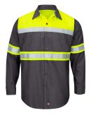 Red Kap SY70T Men's Tall Hi-Visibility Colorblock  in Fluorescent yellow/ charcoal