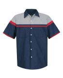 Red Kap SP24AC Men's Performance Tech Shirt in Navy/ red/ light grey