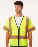 ML Kishigo 1565-1566 Unisex Class 3 Mesh Zippered  in Lime