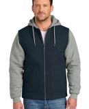 Cornerstone CSJ42 CornerStone Duck Fleece Full-Zip in Navy/ heather grey