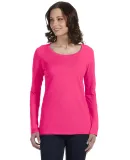 399 ANVIL LADIES SCOOP NECK L/S T in Hot pink