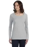 399 ANVIL LADIES SCOOP NECK L/S T in Silver