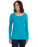 399 ANVIL LADIES SCOOP NECK L/S T in Carribean blue