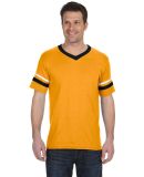 Augusta Sportswear 360 Two Sleeve Stripe Jersey in Gold/ black/ white