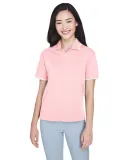 D140W Devon & Jones Ladies’ Tipped Perfect Pima  PINK/ WHITE