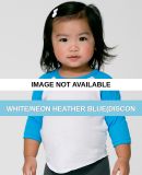 BB053 American Apparel Infant Poly-Cotton 3/4 Slee White/Neon Heather Blue(Discon