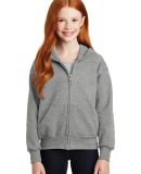 Hanes P480 Youth EcoSmart® Full-Zip Hooded Sweats in Light steel