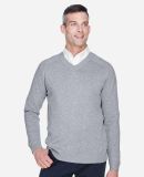 Devon and Jones D475 Men's V-Neck Sweater in Grey heather