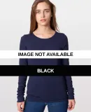 6307 American Apparel Womens Sheer Jersey Long Sle Black