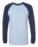 BELLA+CANVAS 3000 Hawthorne Baseball Tee in Baby blue/ navy