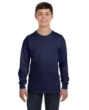 Hanes Youth Tagless 100 Cotton Long Sleeve T Shirt Navy