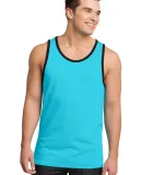 District Young Mens Cotton Ringer Tank DT1500 Aquamarine/Blk