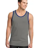 District Young Mens Cotton Ringer Tank DT1500 Grey/Dp Royal