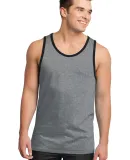 District Young Mens Cotton Ringer Tank DT1500 Hthrd Steel/Bk