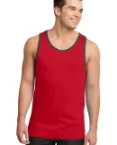 District Young Mens Cotton Ringer Tank DT1500 New Red/Charcl