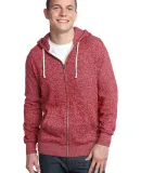 District Young Mens Marled Fleece Full Zip Hoodie  Mrld Deep Red