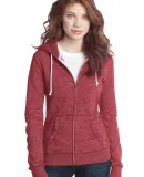 District Juniors Marled Fleece Full Zip Hoodie DT2 Mrld Deep Red