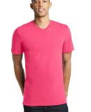 District Young Mens Concert V Neck Tee DT5500 Neon Pink