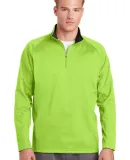 Sport Tek Sport Wick 14 Zip Fleece Pullover F243 in Lime shock/blk