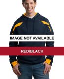 Sport Tek Color Spliced Pullover Hooded Sweatshirt Red/Black