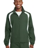 Sport Tek Colorblock Raglan Jacket JST60 in Forest grn/wht