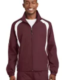 Sport Tek Colorblock Raglan Jacket JST60 in Maroon/white