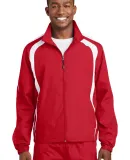 Sport Tek Colorblock Raglan Jacket JST60 in True red/white