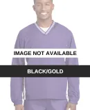 Sport Tek Tipped V Neck Raglan Wind Shirt JST62 Black/Gold