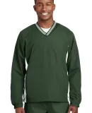 Sport Tek Tipped V Neck Raglan Wind Shirt JST62 in Forest grn/wht
