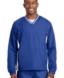 Sport Tek Tipped V Neck Raglan Wind Shirt JST62 in True royal/wht