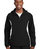 Sport Tek Colorblock Raglan Anorak JST63 in Black/white