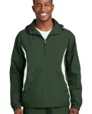 Sport Tek Colorblock Raglan Anorak JST63 in Forest grn/wht