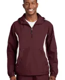 Sport Tek Colorblock Raglan Anorak JST63 in Maroon/white