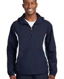 Sport Tek Colorblock Raglan Anorak JST63 in True navy/wht
