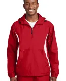 Sport Tek Colorblock Raglan Anorak JST63 in True red/white